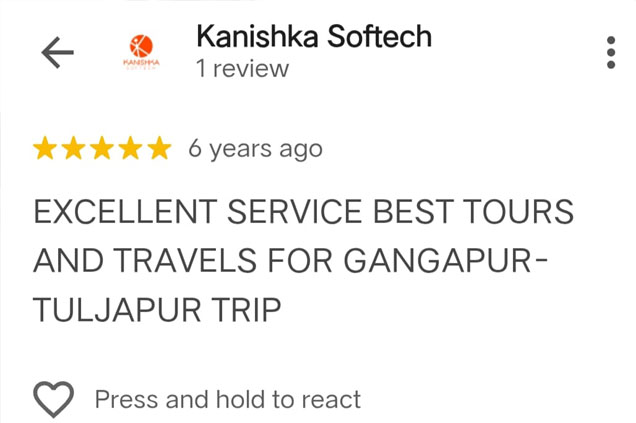 Google review screenshot 1 for Kuldaivat Tours & Travels