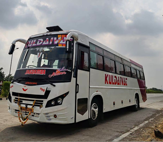 Premium bus front decorated for trip